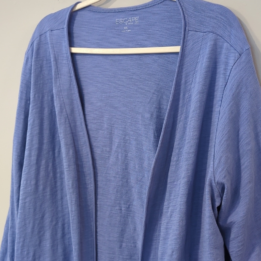 Open Front Cardigan Long Pockets Cornflower Blue size XXL - Picture 2 of 7